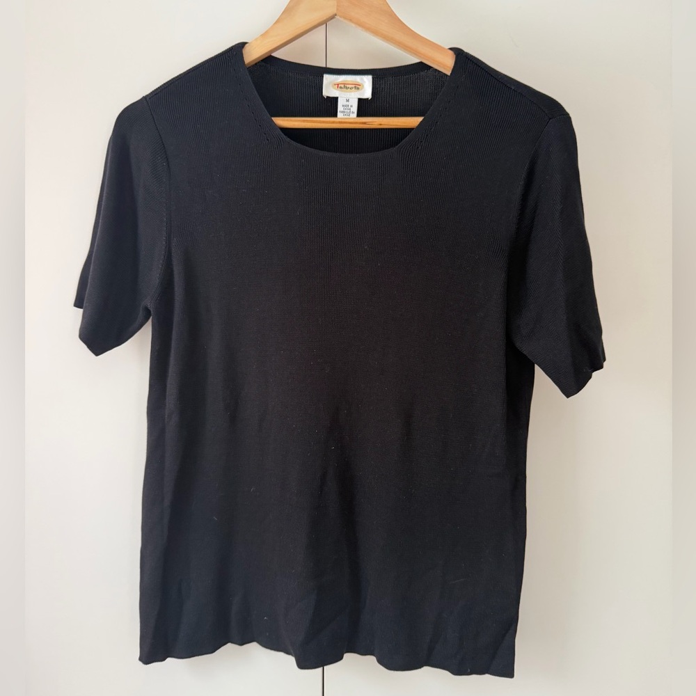 Vintage 90s Talbots Black Pure Silk Blouse